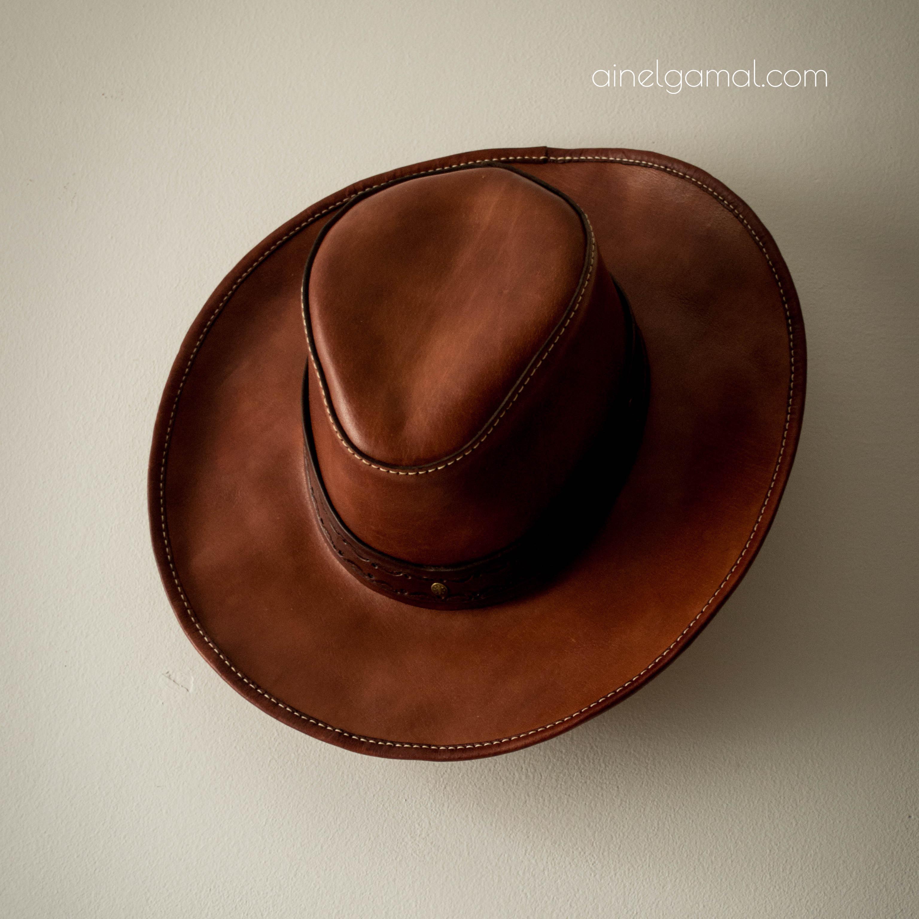 برنيطة طاقية جلد طبيعي عبن الجمل cowboy